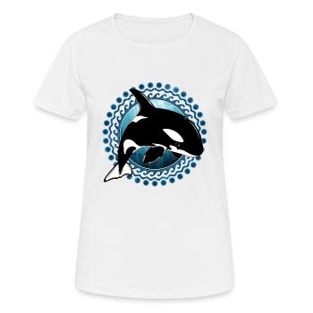 Orca Killerwal - Frauen T-Shirt atmungsaktiv - Weiß - Vorne - AI Model Female 172 dark (172cm)