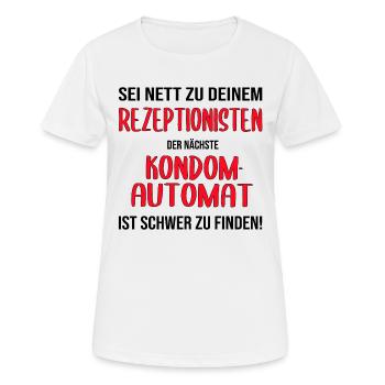 Rezeptionist Hotel Pension Kondome Geschenk lustig - Frauen T-Shirt atmungsaktiv - Weiß - Vorne - AI Model Female 172 dark (172cm)