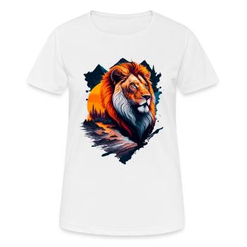 Abstrakte Illustration des Löwen - Frauen T-Shirt atmungsaktiv - Weiß - Vorne - AI Model Female 172 dark (172cm)