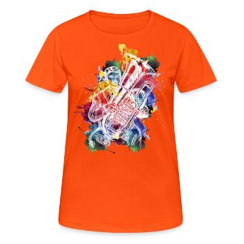 Tuba player teacher - Women's Breathable T-Shirt - neon orange - Front - AI Model Female 172 dark (172cm)