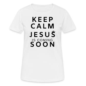 garde ton calme jésus arrive bientôt - T-shirt respirant Femme - blanc - Devant - AI Model Female 172 dark (172cm)