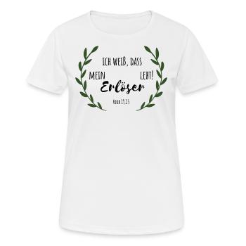 ich weiss, dass mein erlöser lebt - Frauen T-Shirt atmungsaktiv - Weiß - Vorne - AI Model Female 172 dark (172cm)