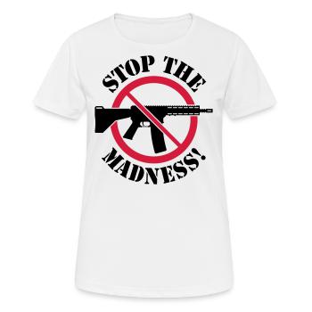 Arrêtez la folie! (Panneau d’interdiction des armes 2C) - T-shirt respirant Femme - blanc - Devant - AI Model Female 172 dark (172cm)