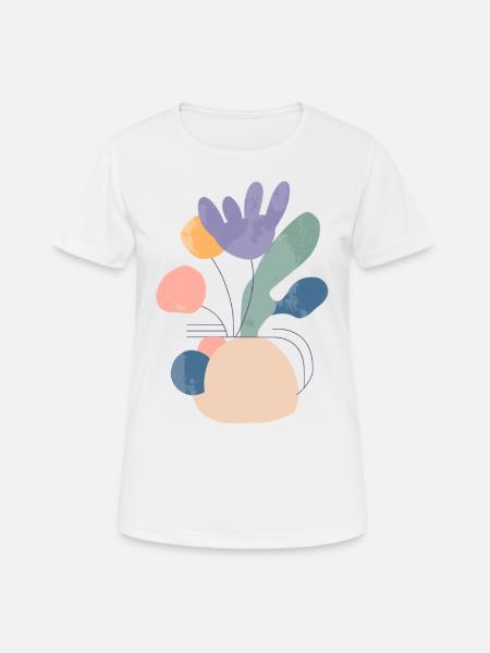 Abstrakte florale Komposition - Modern - Frauen T-Shirt atmungsaktiv - Weiß