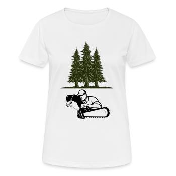 Kettensäge Axt Förster Holzfäller Säge Kette - Frauen T-Shirt atmungsaktiv - Weiß - Vorne - AI Model Female 172 dark (172cm)