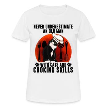 Black Cat An Old Man With Cats And Cooking Skills - Frauen T-Shirt atmungsaktiv - Weiß - Vorne - AI Model Female 172 dark (172cm)