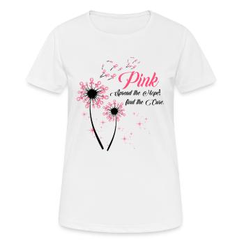 Ruban rose Pissenlit Sensibilisation au cancer du sein - T-shirt respirant Femme - blanc - Devant - AI Model Female 172 dark (172cm)