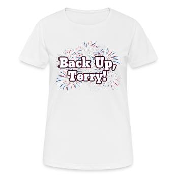 Sauvegarder Terry Funny 4 juillet - T-shirt respirant Femme - blanc - Devant - AI Model Female 172 dark (172cm)
