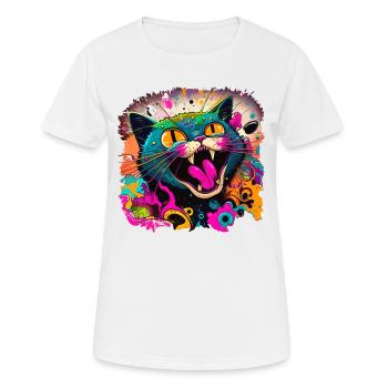 Katze im Graffiti Stil - Frauen T-Shirt atmungsaktiv - Weiß - Vorne - AI Model Female 172 dark (172cm)