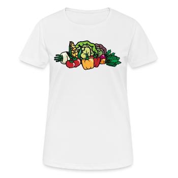 Colorful Vegetables - Mixed Vegetables - Vegetable Basket - Women's Breathable T-Shirt - white - Front - AI Model Female 172 dark (172cm)
