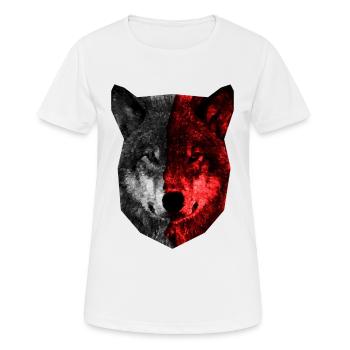 wolf dog polygon black red - Women's Breathable T-Shirt - white - Front - AI Model Female 172 dark (172cm)