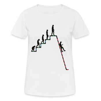 Evolution Richtung Abgrund - Frauen T-Shirt atmungsaktiv - Weiß - Vorne - AI Model Female 172 dark (172cm)