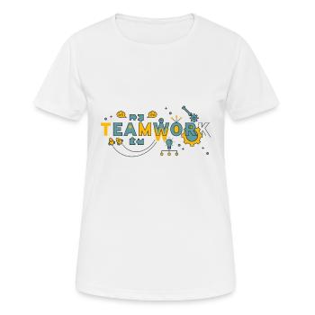 Teamwork - Frauen T-Shirt atmungsaktiv - Weiß - Vorne - AI Model Female 172 dark (172cm)