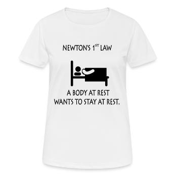 Première loi de Newton - T-shirt respirant Femme - blanc - Devant - AI Model Female 172 dark (172cm)