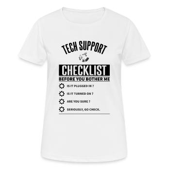 Tech Support Checklist Funny - Women's Breathable T-Shirt - white - Front - AI Model Female 172 dark (172cm)