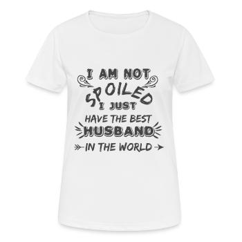 Verwöhnte Ehefrau Lustig Bester Ehemann - Frauen T-Shirt atmungsaktiv - Weiß - Vorne - AI Model Female 172 dark (172cm)