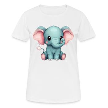 Mignon éléphant gris assis - T-shirt respirant Femme - blanc - Devant - AI Model Female 172 dark (172cm)