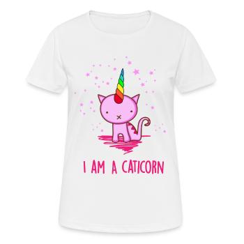 Unicorn Cat - Frauen T-Shirt atmungsaktiv - Weiß - Vorne - AI Model Female 172 dark (172cm)