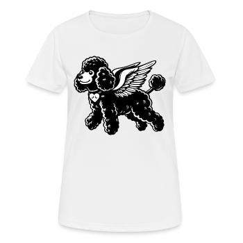 Caniche noir et blanc avec collier et - T-shirt respirant Femme - blanc - Devant - AI Model Female 172 dark (172cm)