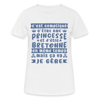 princesse bretonne humour citation,femmes BZH - T-shirt respirant Femme - blanc - Devant - AI Model Female 172 dark (172cm)