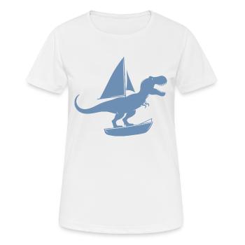 Minimalist dinghy with T-Rex summer - Women's Breathable T-Shirt - white - Front - AI Model Female 172 dark (172cm)