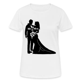 Wedding Wedding Bride Newlyweds Marriage Wedding - Women's Breathable T-Shirt - white - Front - AI Model Female 172 dark (172cm)