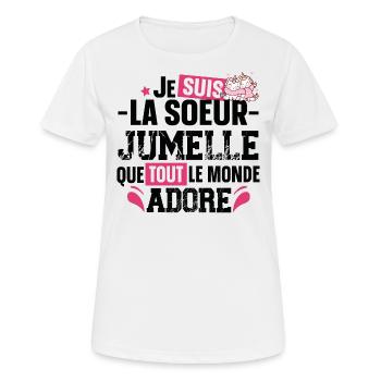 Sœur Jumelle Licorne Sœurs Famille Fille Rose Mug - T-shirt respirant Femme - blanc - Devant - AI Model Female 172 dark (172cm)