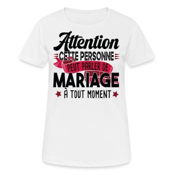 Mariage Fiançailles Couple Cadeau Amour Marié - T-shirt respirant Femme - blanc - Devant - AI Model Female 172 dark (172cm)