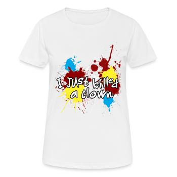 ICH HAB EINEN CLOWN GETÖTET - Frauen T-Shirt atmungsaktiv - Weiß - Vorne - AI Model Female 172 dark (172cm)