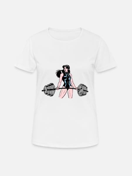 Frauen Krafttraining - Frauen T-Shirt atmungsaktiv - Weiß