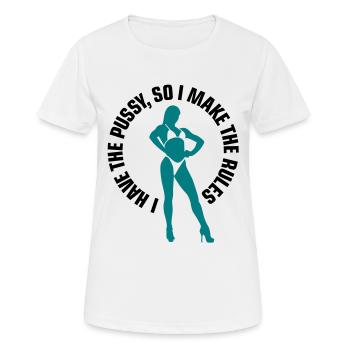 Ich habe die Muschi und deswegen entscheide ich - Frauen T-Shirt atmungsaktiv - Weiß - Vorne - AI Model Female 172 dark (172cm)