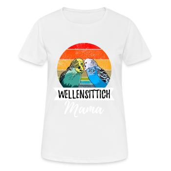 Wellensittich Mama Design mit Wellensittichen - Frauen T-Shirt atmungsaktiv - Weiß - Vorne - AI Model Female 172 dark (172cm)