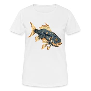Pike perch fish, lifelike fishing design - Women's Breathable T-Shirt - white - Front - AI Model Female 172 dark (172cm)