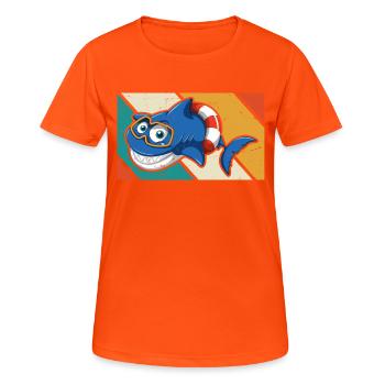 Funny Vintage Shark With Sunglass Summer For Shark - T-shirt respirant Femme - orange néon - Devant - AI Model Female 172 dark (172cm)