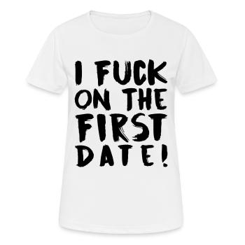 date de première - T-shirt respirant Femme - blanc - Devant - AI Model Female 172 dark (172cm)