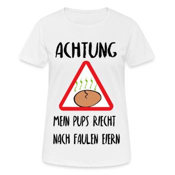 Achtung Fauler Pups - Frauen T-Shirt atmungsaktiv - Weiß - Vorne - AI Model Female 172 dark (172cm)