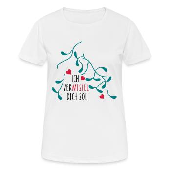 Mistelzweig Liebe für Paare - Frauen T-Shirt atmungsaktiv - Weiß - Vorne - AI Model Female 172 dark (172cm)