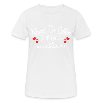 noces de coton - T-shirt respirant Femme - blanc - Devant - AI Model Female 172 dark (172cm)