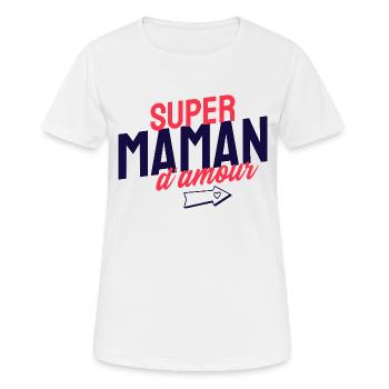 Super maman d'amour. Fête des mères - T-shirt respirant Femme - blanc - Devant - AI Model Female 172 dark (172cm)