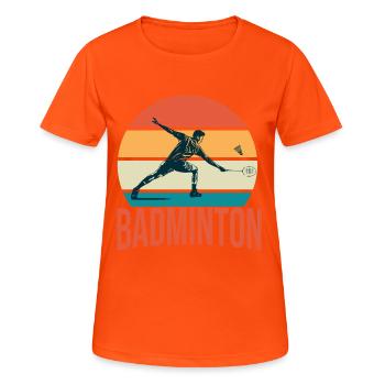 Badminton Club Humor Sport Logo - Frauen T-Shirt atmungsaktiv - Neonorange - Vorne - AI Model Female 172 dark (172cm)