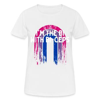 Je suis le Bi avec Bi-Ceps Bisexuel LGBTQ Bi Pride - T-shirt respirant Femme - blanc - Devant - AI Model Female 172 dark (172cm)
