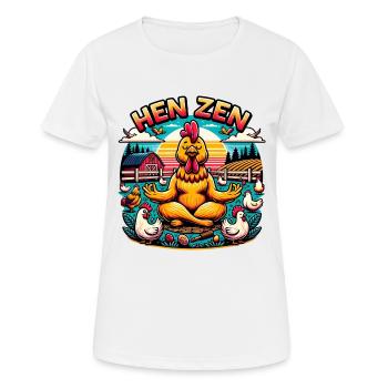 Hen Zen Yoga Huhn Hühner Bauernhof - Frauen T-Shirt atmungsaktiv - Weiß - Vorne - AI Model Female 172 dark (172cm)