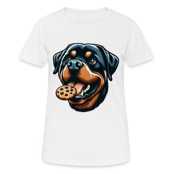 Rottweiler avec hamburger et biscuit - T-shirt respirant Femme - blanc - Devant - AI Model Female 172 dark (172cm)