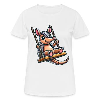 Lustiges Gürteltier Schaukel Cartoon Spielplatz - Frauen T-Shirt atmungsaktiv - Weiß - Vorne - AI Model Female 172 dark (172cm)