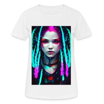 Cyber Goth Girl Neon Colors Dreadlocks Cyber Punk - T-shirt respirant Femme - blanc - Devant - AI Model Female 172 dark (172cm)