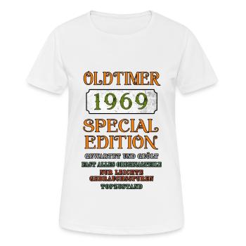 Oldtimer 1969 - Women's Breathable T-Shirt - white - Front - AI Model Female 172 dark (172cm)