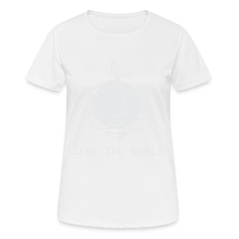 Save the World - Frauen T-Shirt atmungsaktiv - Weiß - Vorne - AI Model Female 172 dark (172cm)