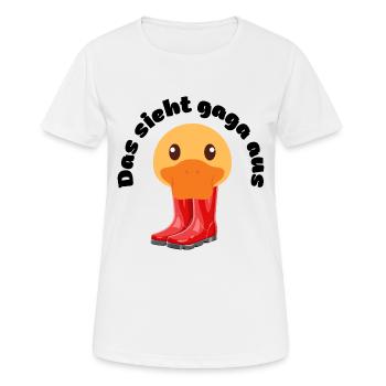 Ente mit Gummistiefel - Das sieht gaga aus. - Frauen T-Shirt atmungsaktiv - Weiß - Vorne - AI Model Female 172 dark (172cm)