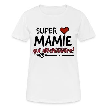 Super mamie qui déchire - T-shirt respirant Femme - blanc - Devant - AI Model Female 172 dark (172cm)