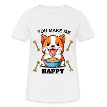 Happy dog dreams of bones. - Women's Breathable T-Shirt - white - Front - AI Model Female 172 dark (172cm)